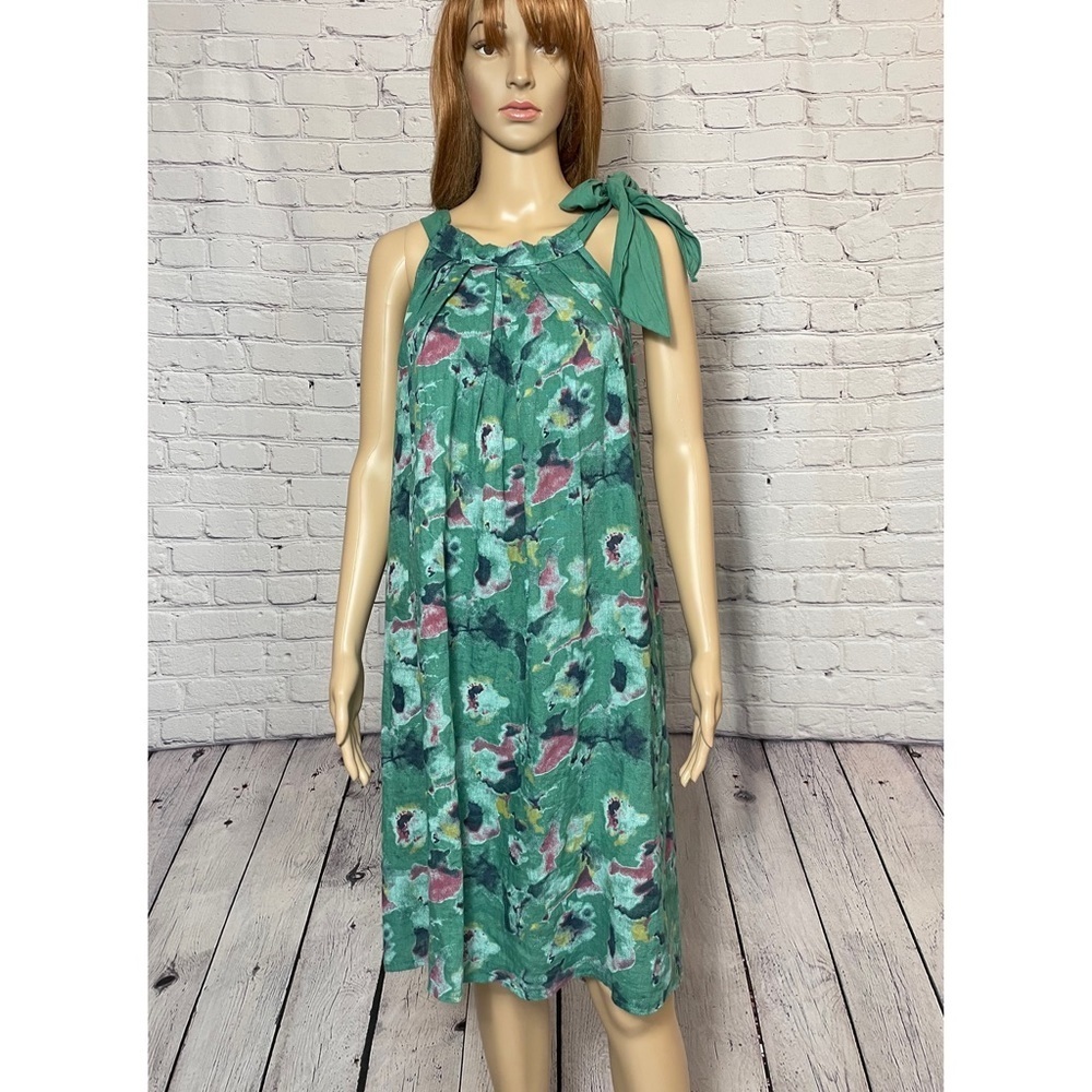 NWT New Bellambra Linen Sleeveless Floral Dress Size M Made In Italy